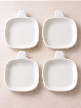 Vintage CorningWare Grab-It Snack Plates Set of 4 | Milk Glass White 15cm USA